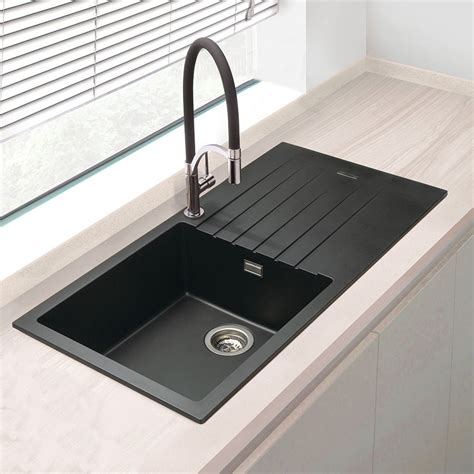 black granite sink single bowl